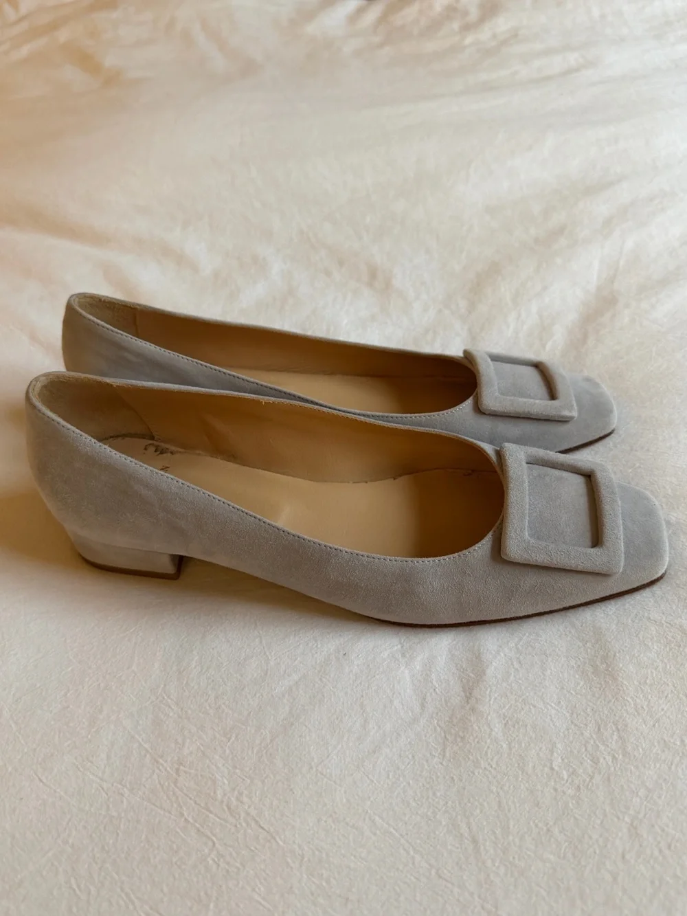 Ann Mashburn Suede Buckle Square-Toe Ballet Flats size 39